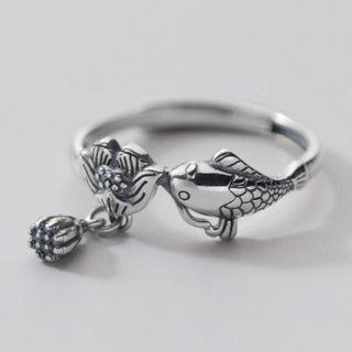 Fish Sterling Silver Open Ring S925 Silver - Ring - Silver - One Size