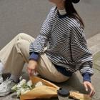 Round Neck Stripe Sweatshirt