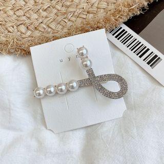 Faux Pearl Alloy Hair Clip Silver - One Size