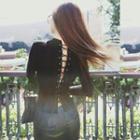 Long-sleeve Lace-up Back T-shirt