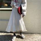 Asymmetric Midi A-line Pleated Skirt