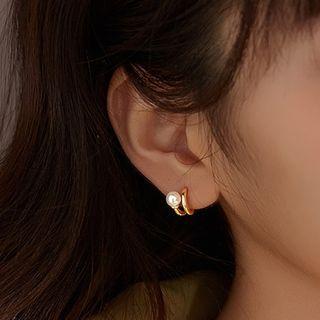 Faux Pearl Layered Sterling Silver Earring