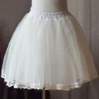 Lace Trim Petticoat Skirt White - One Size