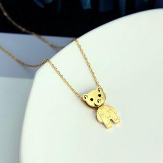 Titanium Steel Bear Necklace Gold - One Size