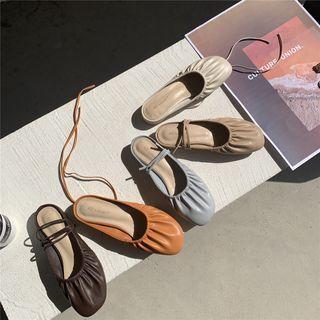 Plain Shirred Tie-strap Mules