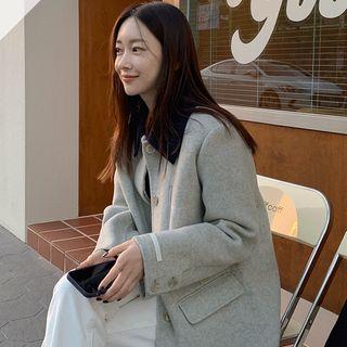 Detachable Knit Collar Wool Blend Jacket