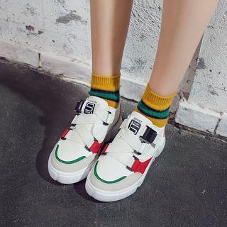 Contrast Trim Adhesive Strap Sneakers