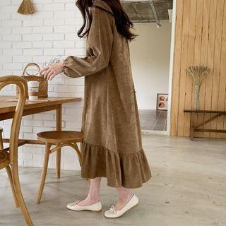 Ruffle-hem Corduroy Dress