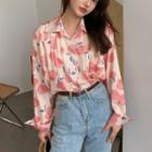 Peach Print Shirt Pink - One Size