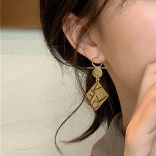 Lettering Square Drop Earring 1 Pair - Gold - One Size