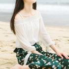 Set: Off-shoulder 3/4-sleeve Top + Camisole Top