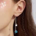 925 Sterling Silver Glass Bead & Star Drop Earring 1 Pair - As Shown In Figure - One Size