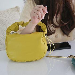 Faux Leather Shirred Drawcord Crossbody Bag