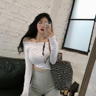 Off-shoulder Long-sleeve Top / High Waist Leggings