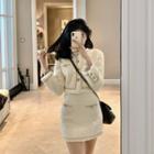 Set: Cropped Button-up Jacket + Mini Pencil Skirt
