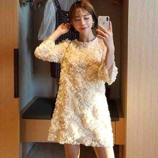 Petal Detail 3/4-sleeve Dress
