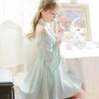 Off-shoulder Bell-sleeve A-line Chiffon Dress