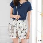Floral Print Pleated Shorts