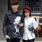 Couple Matching Floral Print Long-sleeve Shirt
