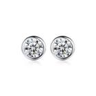Sterling Silver Fashion Simple Geometric Round Stud Earrings With Cubic Zirconia Silver - One Size