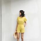 Short-sleeve Elastic-waist Jumpsuit/ Playsuit