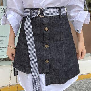 Set: Plain Shirtdress + Asymmetrical Denim Skirt