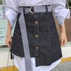 Set: Plain Shirtdress + Asymmetrical Denim Skirt