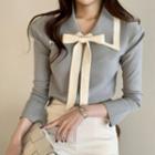 Bell Sleeve Bow Detail Knit Top