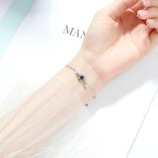 925 Sterling Silver Dream Catcher Rhinestone Bracelet 1 Pair - As Shown In Figure - One Size
