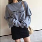 Long Sleeve Printed Knit Top Blue - One Size