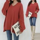 V-neck Over-fit Rib Sweater