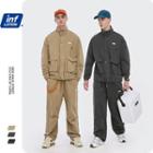 Reflective Stand-collar Loose Jacket / Straight-cut Pants