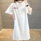 Short-sleeve Pig Print A-line Polo Dress