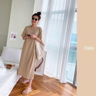 Fray-edge Long T-shirt Dress