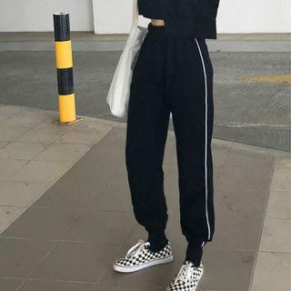 Striped Fleece-lining Jogger Pants