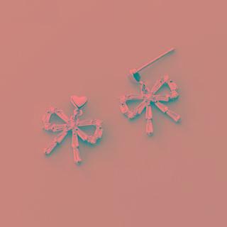 925 Sterling Silver Rhinestone Bow Drop Earring As Shown In Figure - One Size