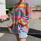 Multicolor-stripe T-shirt Pink - One Size