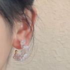 Faux Pearl Faux Crystal Open Hoop Earring 2553a - 1 Pair - Ear Studs - Gold - One Size