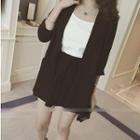 Set: Loose Fit Blazer + Tie Waist Shorts + Camisole Top