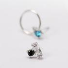 925 Sterling Silver Non-matching Zircon Ear Stud