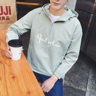 Lettering Half-zip Hoodie