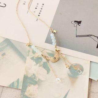 Alloy Wings Faux Crystal Pendant Necklace White Faux Crystal - Gold - One Size