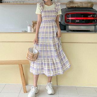 Frill-strap Plaid Sundress