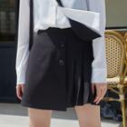 Asymmetric A-line Pleated Mini Skirt