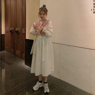 Long-sleeve Midi A-line Dress / Shawl