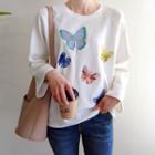 Butterfly Patterned Dip-back Top