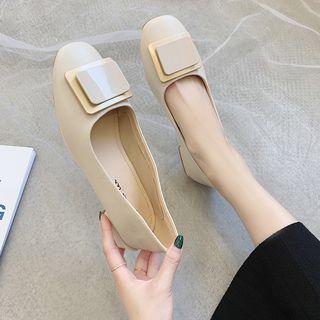 Square Buckled Block Heel Pumps