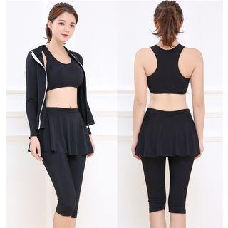 Set: Swim Top + Skirt + Zip Jacket
