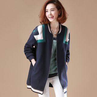 Color Block Longline Bomber Jacket