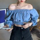 Puff Sleeve Off Shoulder Top Top - Blue - One Size